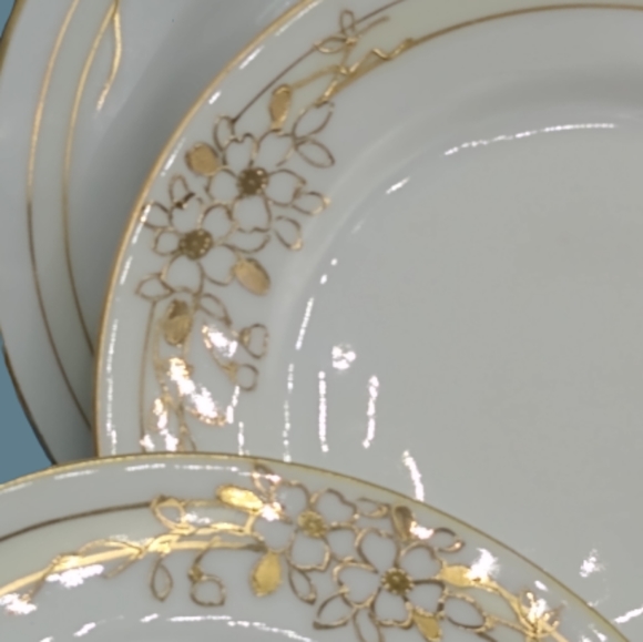 Nippon Antique Cherry Blossom Gold Moriage Bread Butter Plates Set 6 Maruki Vtg - Picture 2 of 16